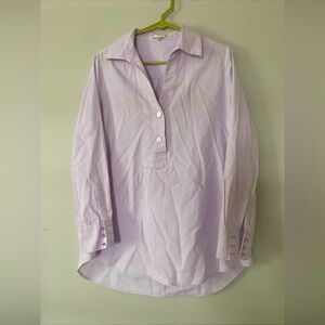 Tyler Boe Womens Cotton Long Sleeve Button Shirt Tunic Lavender purple Small